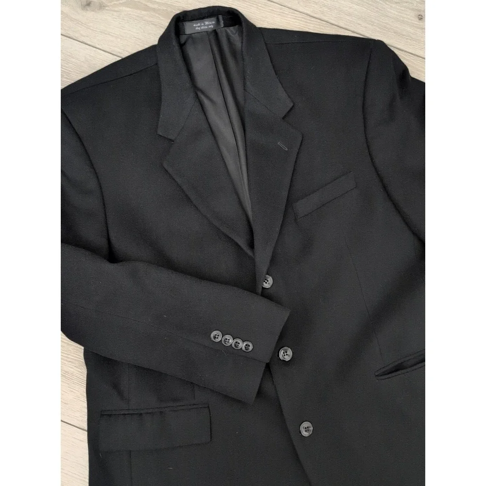 Andrew Fezza Mens 100% Italian Cashmere Black‎ Blazer Jacket 44R Sports Coat